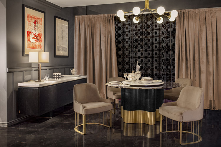 Salone del Mobile 2019 Formitalia Dining Room Gold Table Chair